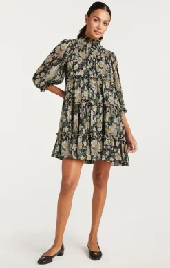 Cosmo Flowers Olive Dress