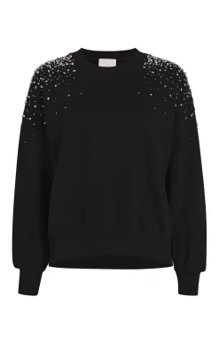 Crackle Rhinestone Embellished Brandy Pullover