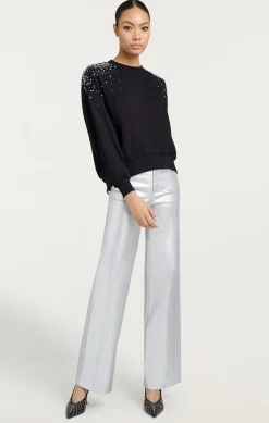 Crackle Rhinestone Embellished Brandy Pullover