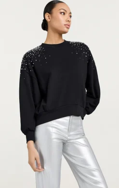 Crackle Rhinestone Embellished Brandy Pullover