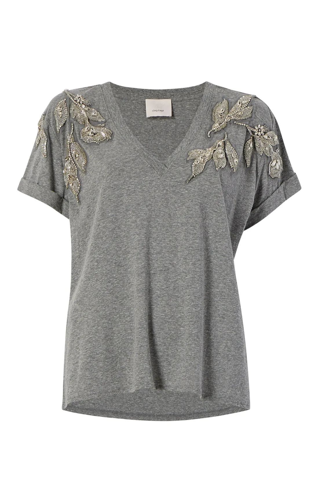 Crystal Floral Vneck Bree Tee