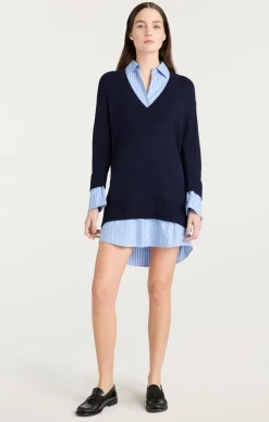 Deep V Remie Stripe Santina Dress