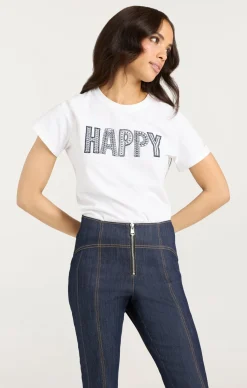 Embroidered Happy Tee