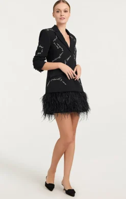 Feather And Script Embellished Joel Dress