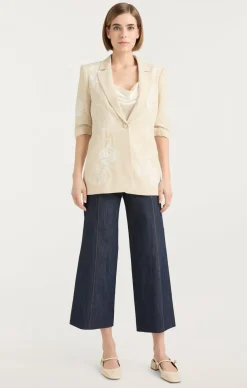 Floating Roses Embellished Short Sleeve Khloe Blazer