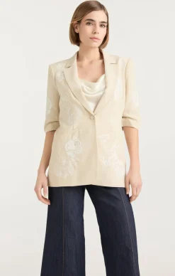 Floating Roses Embellished Short Sleeve Khloe Blazer