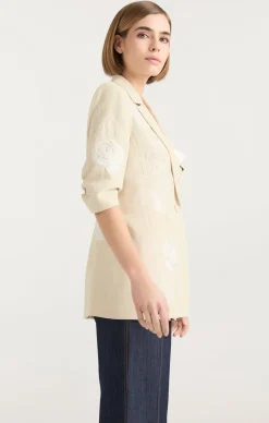 Floating Roses Embellished Short Sleeve Khloe Blazer