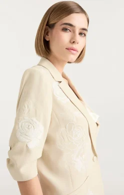 Floating Roses Embellished Short Sleeve Khloe Blazer