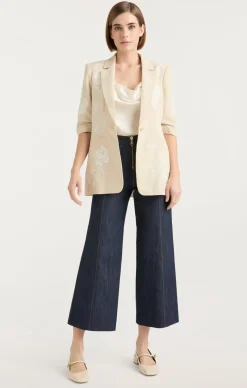 Floating Roses Embellished Short Sleeve Khloe Blazer