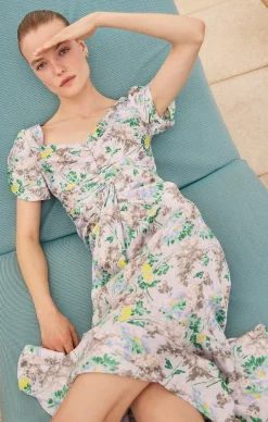 Light Washed Floral Walker Dress