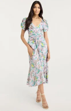 Light Washed Floral Walker Dress