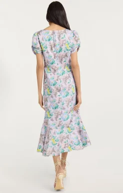 Light Washed Floral Walker Dress