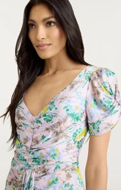 Light Washed Floral Walker Dress