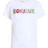 Pailette Applique Bonjour Tee