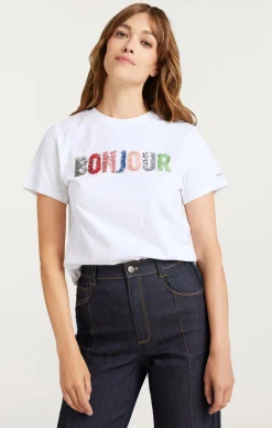 Pailette Applique Bonjour Tee