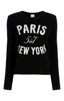Paris New York Graphic Crewneck Pullover