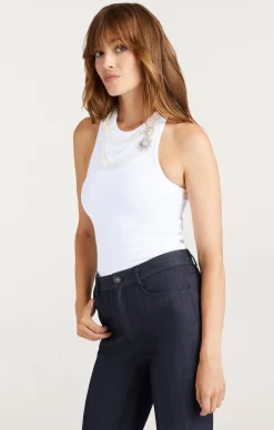 Pearl Chain Embellished Lizzie Tank