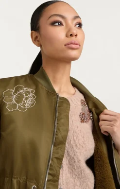 Peony Embroidered Long Pauline Coat