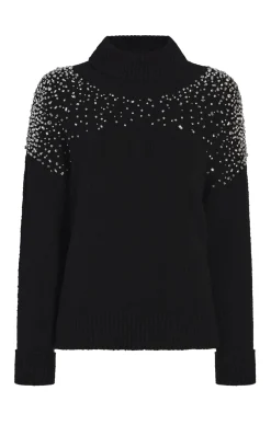 Rhinestone Crackle Embellished Alani Turtleneck