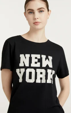 Rhinestone Paris New York Tee
