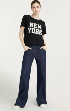 Rhinestone Paris New York Tee