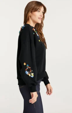 Sequin Flower Embellished Brandy Pullover