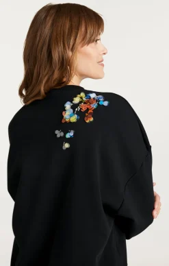Sequin Flower Embellished Brandy Pullover