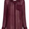 Sheer Stripe Shirred Kandice Top