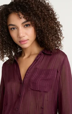 Sheer Stripe Shirred Kandice Top