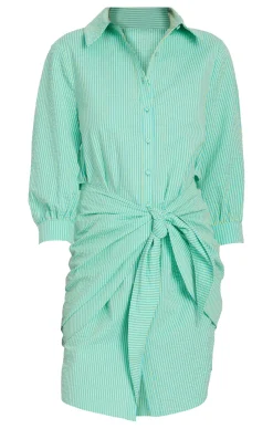 Striped Seersucker Three Quarter Sleeve Gaby Dress